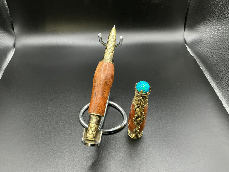 Dragon - Cherry Burl w/ synthetic Fire Opal