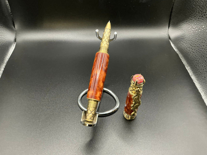 Dragon - Copper acrylic w/ Synthetic Red Opal