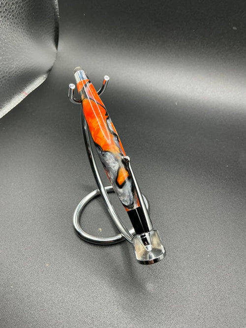 Stylus - Orange Damascus acrylic - Chrome