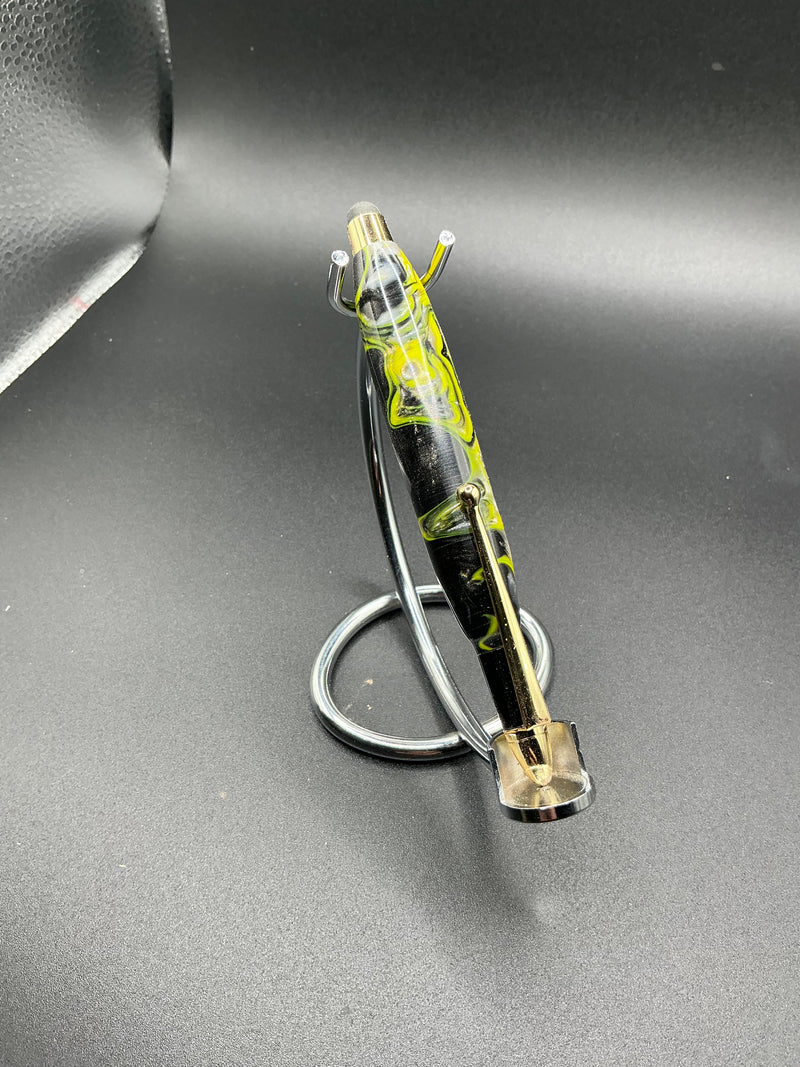 Stylus - Yellow Damascus acrylic - yellow/silver/blk